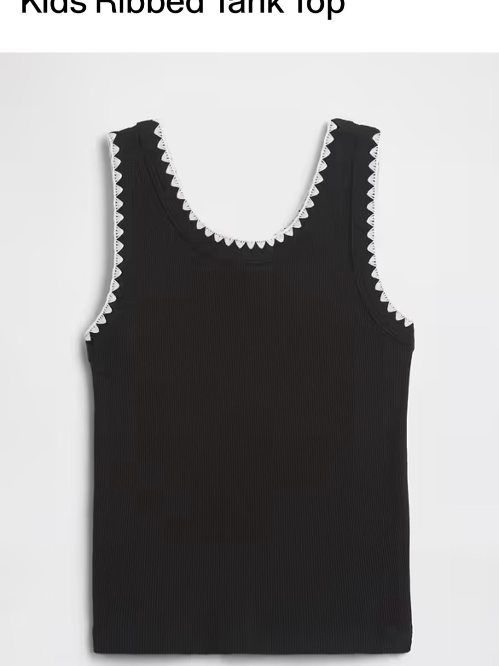 GAP Black Ribbed Tank with White Scalloped Trim